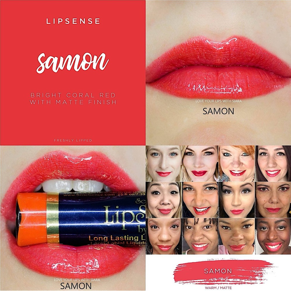 Lipsense Samon NEW Matte Bright Coral Red Orange Long Lasting Liquid Lipstick - Picture 6 of 8